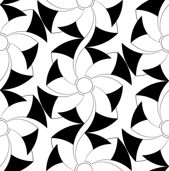 黑色和白色无缝模式与花风格，抽象 bac — 图库矢量图片