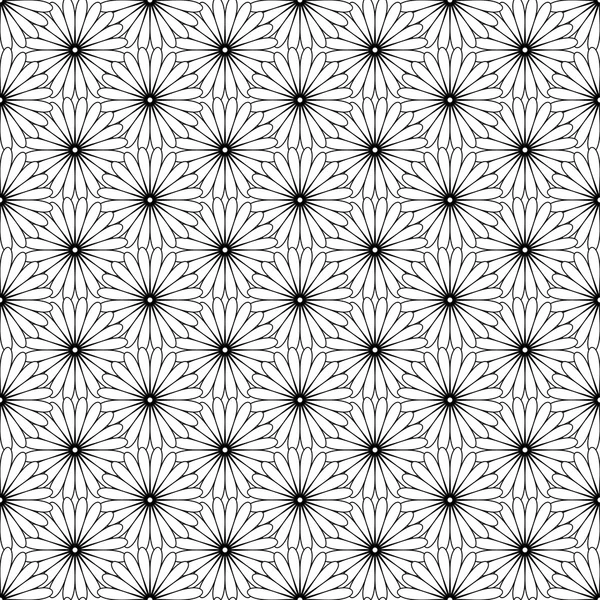 Black and white seamless pattern with flower style, abstract bac — Stock Vector