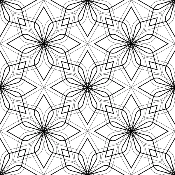 Black and white seamless pattern with flower style, abstract bac — Stock Vector