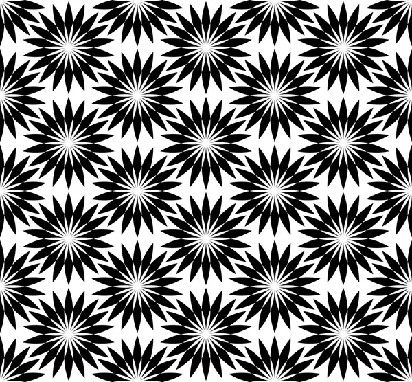 抽象的な bac 花仕立ての黒と白のシームレスなパターン — ストックベクタ