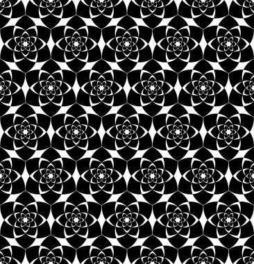 Siyah ve beyaz çiçek tarzı ile seamless modeli.