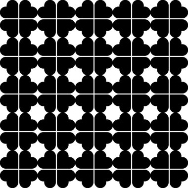 Siyah ve beyaz kalp şık ile seamless modeli.