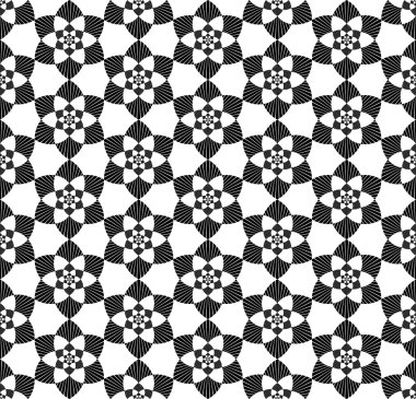 Siyah ve beyaz çiçek tarzı ile seamless modeli.