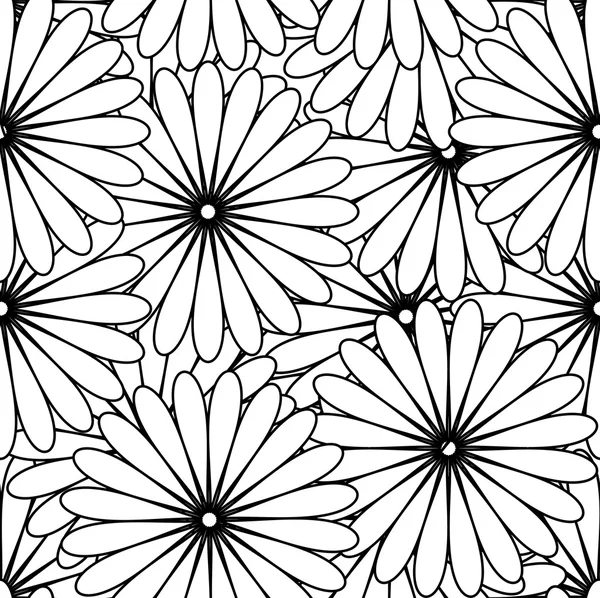 Siyah ve beyaz çiçek tarzı ile seamless modeli. — Stok Vektör