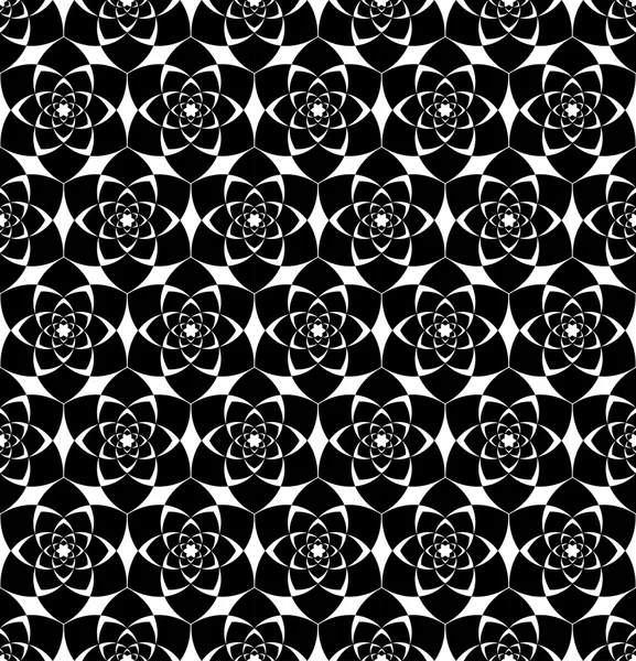 Black and white seamless pattern with flower style. — Stock Vector