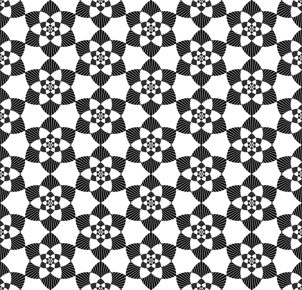 De naadloze patroon zwart-wit met bloem stijl. — Stockvector