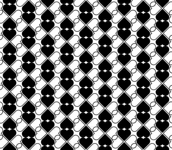 De naadloze patroon zwart-wit met stijlvolle hart — Stockvector