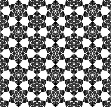 Siyah ve beyaz çiçek tarzı, soyut bac ile seamless modeli