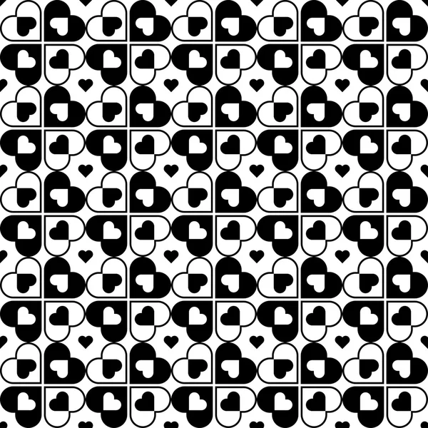 De naadloze patroon zwart-wit met hart stijlvolle, abstracte ba — Stockvector