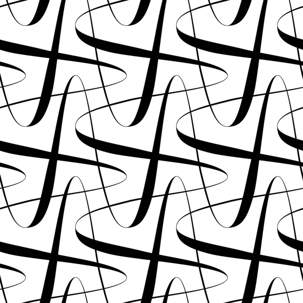 Svart och vitt seamless mönster våg linjestil, abstrakt backg — Stock vektor