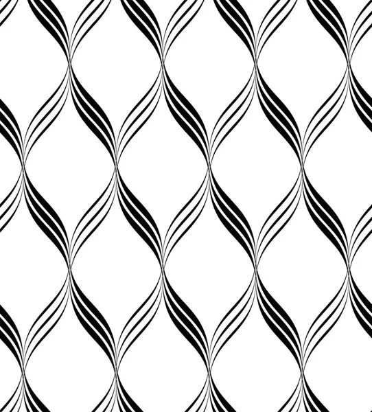 黒と白のシームレスなパターン波ライン スタイル、抽象的な背景 — ストックベクタ