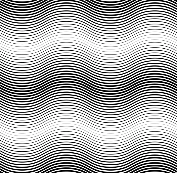 Black and white seamless pattern wave line style, abstract backg — Stock Vector