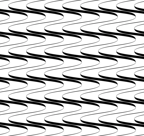 Siyah ve beyaz seamless modeli dalga çizgi stili, soyut backg — Stok Vektör