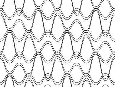 Siyah ve beyaz seamless modeli dalga çizgi stili, soyut backg