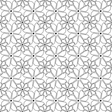 Siyah ve beyaz çiçek tarzı, soyut bac ile seamless modeli