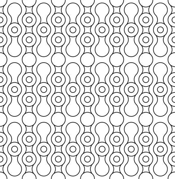 Zwart-wit geometrische naadloze patroon met cirkel en Golf lijn, abstracte achtergrond. — Stockvector