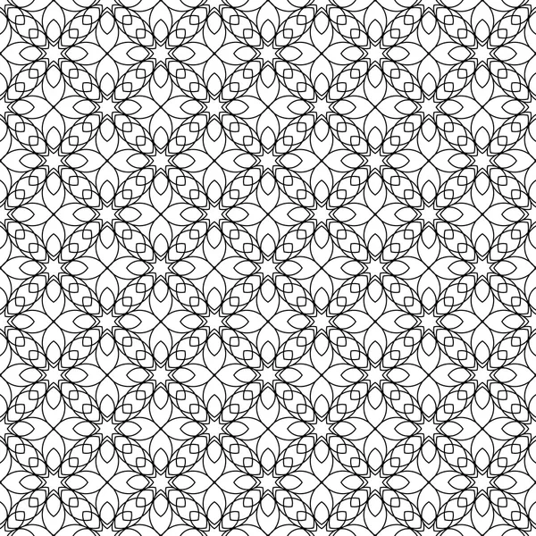 黒と白の幾何学的なシームレス パターン花ラインでスタイリッシュです. — ストックベクタ