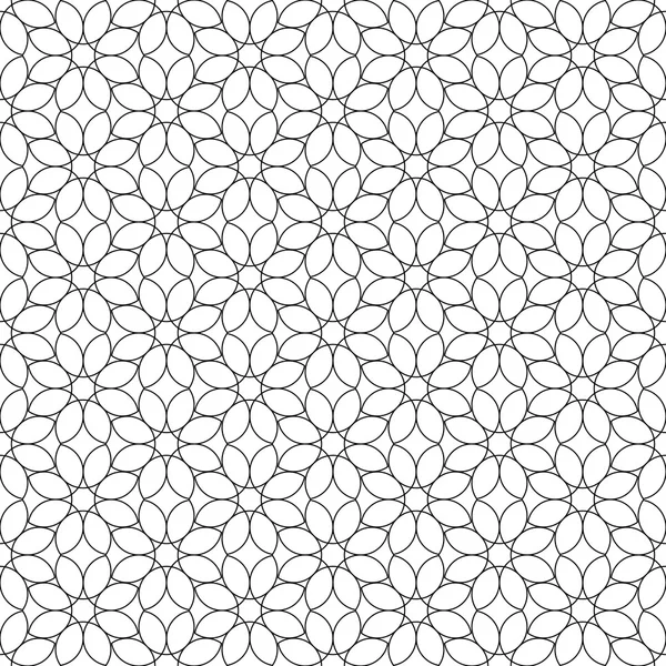 Zwart-wit naadloze geometrische patroon bloem stijlvol met lijn. — Stockvector