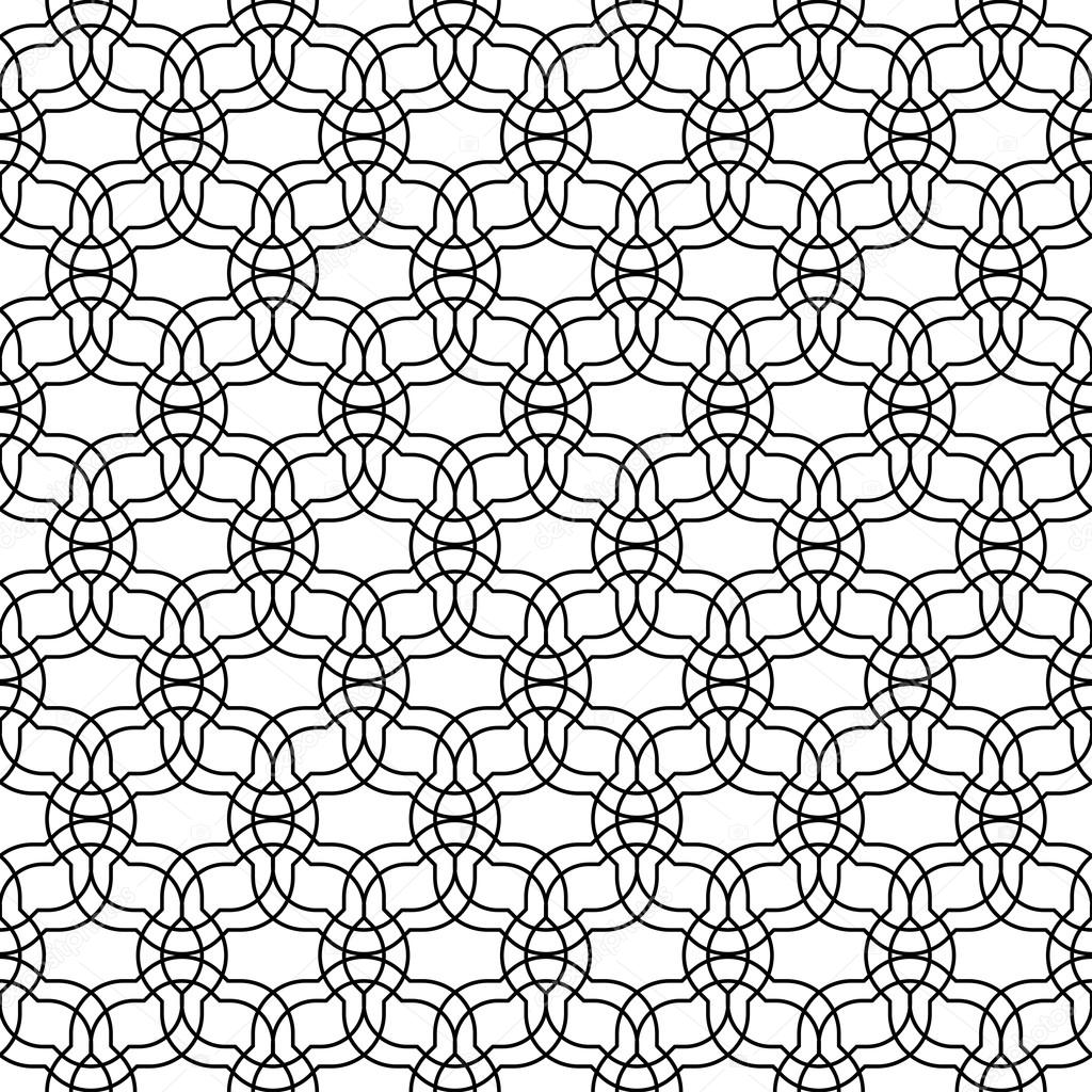 Black and white geometric seamless pattern chinese style, abstract background.