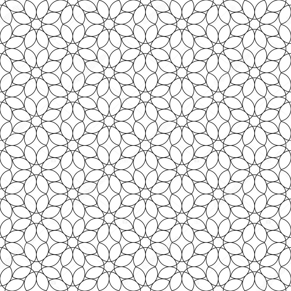 Black and white geometric seamless pattern flower stylish with line.