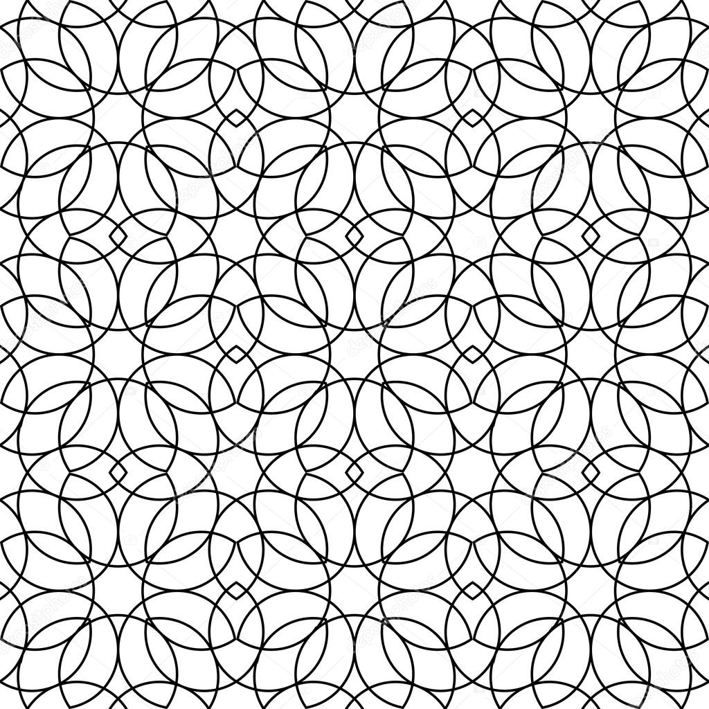 Black and white geometric seamless pattern with line, abstract background.