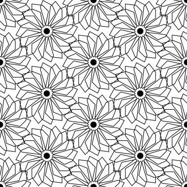 Siyah ve beyaz çiçek stili, arka plan ile seamless modeli.