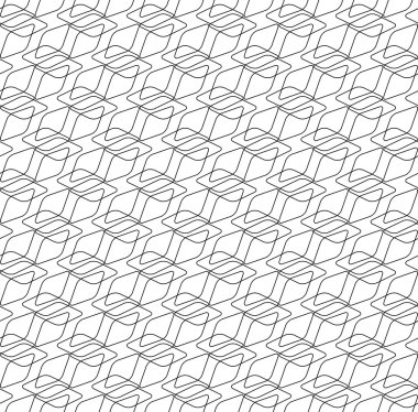 Yuvarlak köşe elmas, arka plan siyah ve beyaz geometrik seamless modeli.