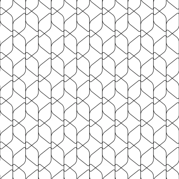 ラウンド コーナー ダイヤモンド、抽象的な背景黒と白の幾何学的シームレス パターン. — ストックベクタ