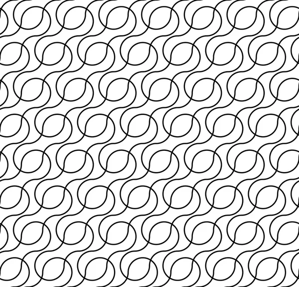 Black and white geometric seamless pattern with wave line, abstract background. — Stock Vector