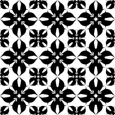 Siyah ve beyaz çiçek stili, arka plan ile seamless modeli.