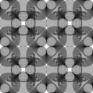 Siyah ve beyaz geometrik seamless modeli ile dalgalı çizgi, arka plan.