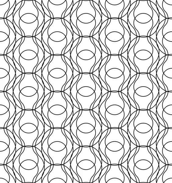 Modello geometrico senza cuciture in bianco e nero con linea ondulata, sfondo astratto . — Vettoriale Stock