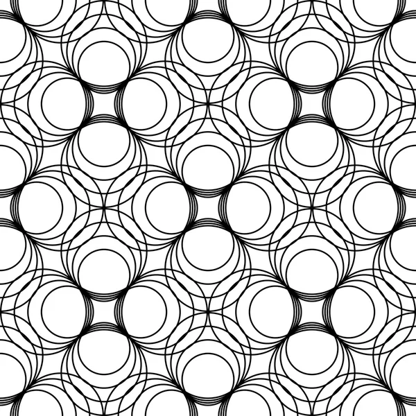 Zwart-wit geometrische naadloze patroon met line en circle, abstracte achtergrond. — Stockvector