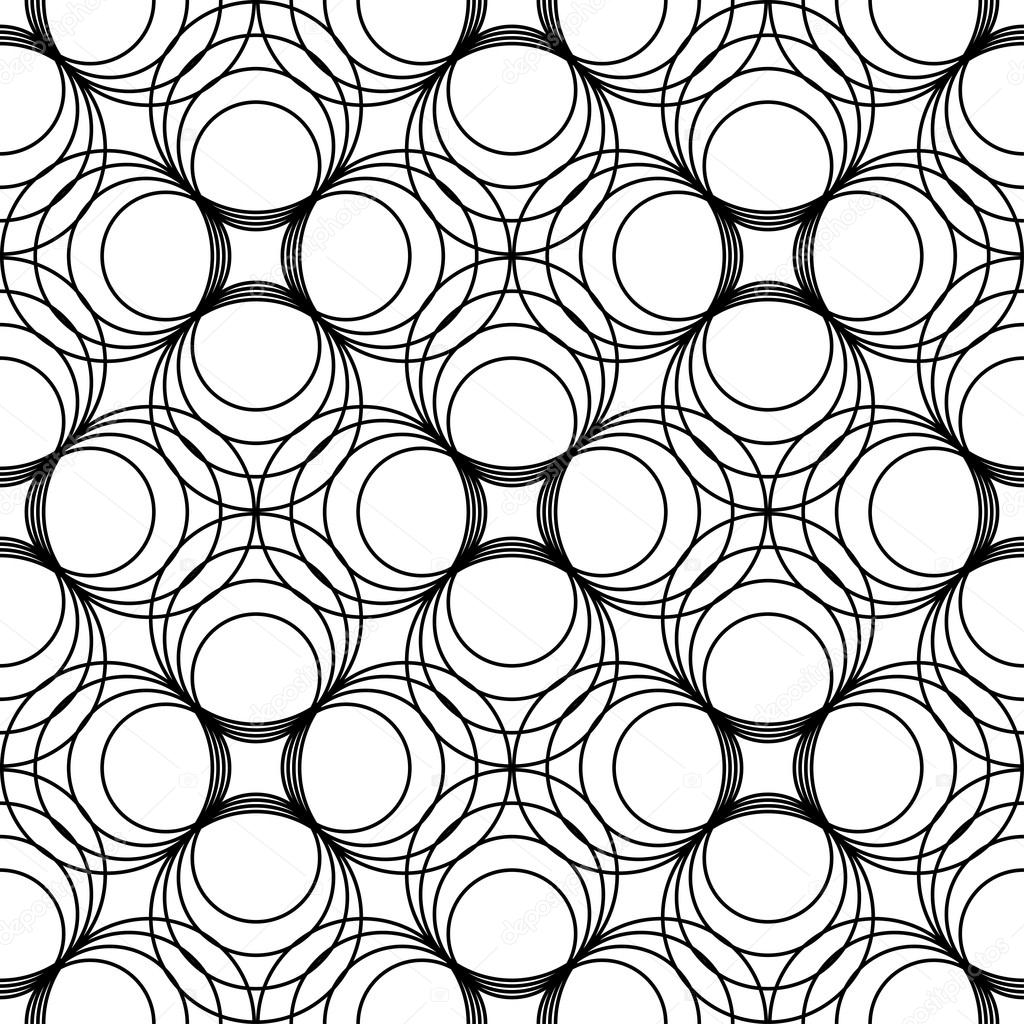 Black and white geometric seamless pattern with line and circle, abstract background.
