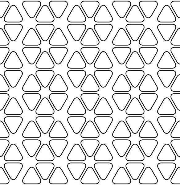 Motif géométrique sans couture noir et blanc avec ligne et triangle arrondi, fond abstrait . — Image vectorielle