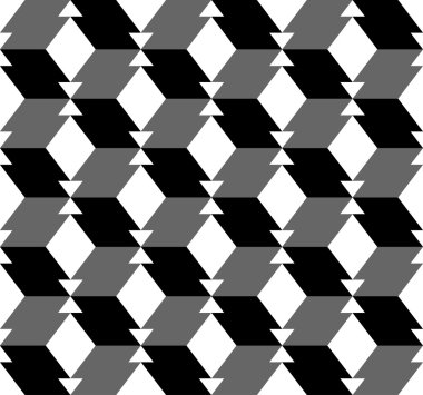 Siyah ve beyaz geometrik Dikişsiz desen üçgen ve yamuk, arka plan ile.