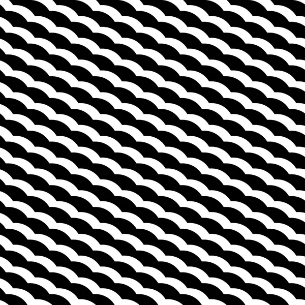 曲線のストライプのスタイリッシュな抽象的な背景を持つ黒と白の幾何学的シームレス パターン. — ストックベクタ