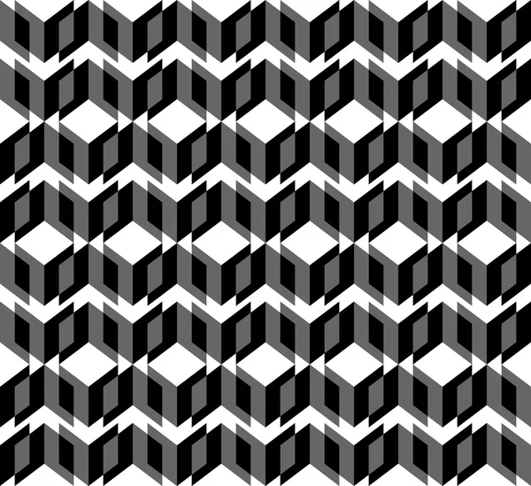 Svart och vitt geometriska seamless mönster med triangeln och parallelltrapets, abstrakt bakgrund. — Stock vektor