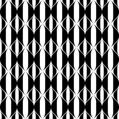 Siyah ve beyaz dalgalı şerit çizgi, arka plan ile geometrik seamless modeli.