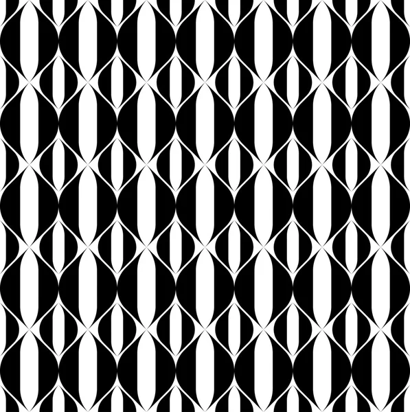 Zwart-wit geometrische naadloze patroon met golvende stripe lijn, abstracte achtergrond. — Stockvector