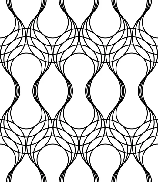 Patrón geométrico sin costura en blanco y negro con línea ondulada, fondo abstracto , — Vector de stock