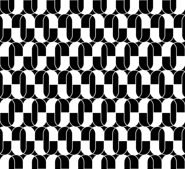 Black and white geometric seamless pattern with line and oval, abstract background. — Stock Vector