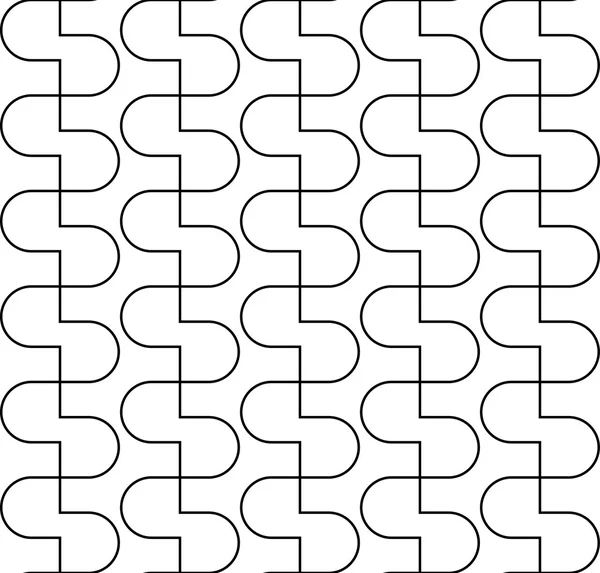 Black and white geometric seamless pattern with wavy line, abstract background. — Stock Vector