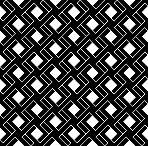 Zwart-wit geometrische naadloze patroon met lijn en interlace stijl, abstract achtergrond. — Stockvector