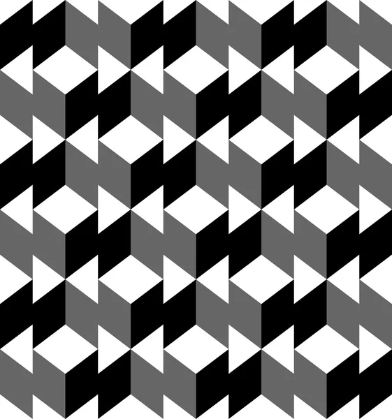 Black and white geometric seamless pattern with triangle and trapezoid, abstract background. — Stock Vector