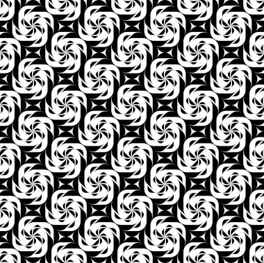 Siyah ve beyaz geometrik seamless modeli twist şık, soyut arka plan.