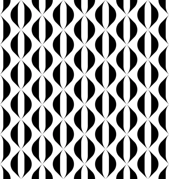 Padrão sem emenda geométrico preto e branco com linha de listra ondulada, fundo abstrato . — Vetor de Stock