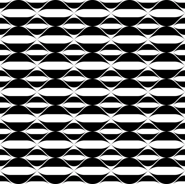 Zwart-wit geometrische naadloze patroon met golvende stripe lijn, abstracte achtergrond. — Stockvector