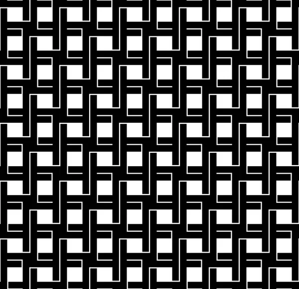Schwarz-weiß geometrisches nahtloses Muster mit Linie und Geflecht, abstrakter Hintergrund. — Stockvektor