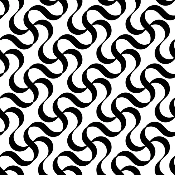 Black and white geometric seamless pattern with wavy line, abstract background. — Stock Vector